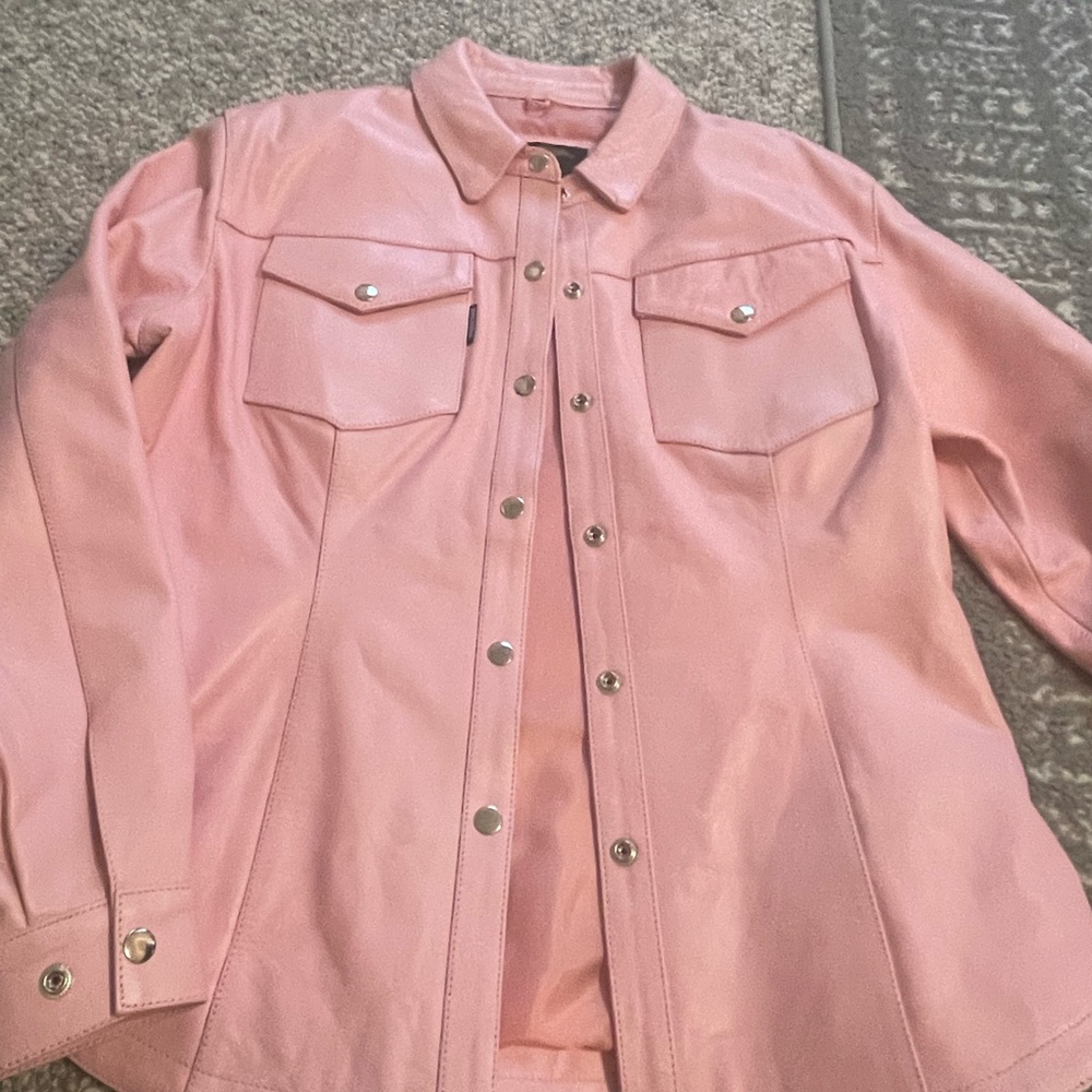 Jamin Leather Pink Leather Biker Jacket Size XL